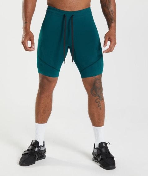 Men's Gymshark 315 Seamless 1/2 Shorts Turquoise | NZ 8ISUHP